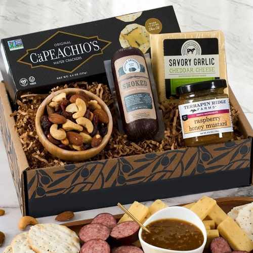 Gourmet Meat & Cheese Sampler – A Delicious Gift Of Savory Indulgence | Deluxe Charcuterie Sampler