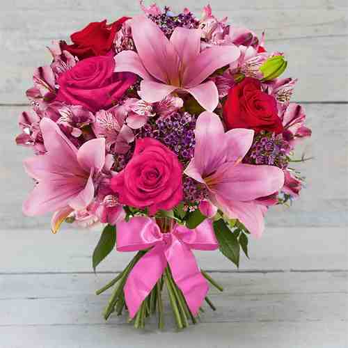 - Birthday Flowers To Send | Pink Rose Lily Bouquet