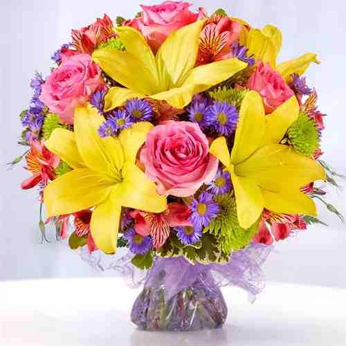 Young Love Colorful Bouquet-Send Ex Girlfriend Flowers Valentines Day