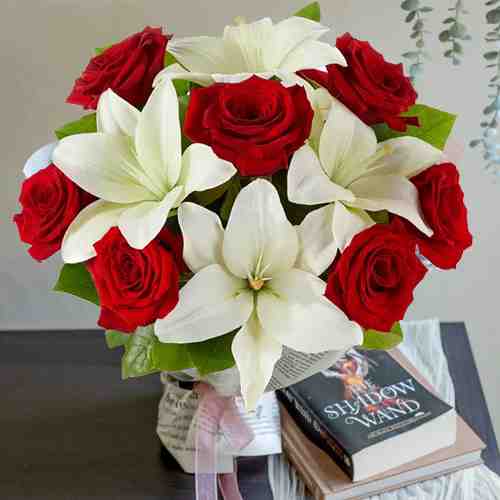 - Send Flower For Lover | White Lily And Rose Bouquet