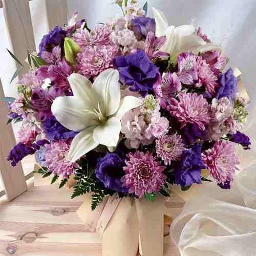 - Sympathy Flower Arrangement | Pretty In Purple Bouquet