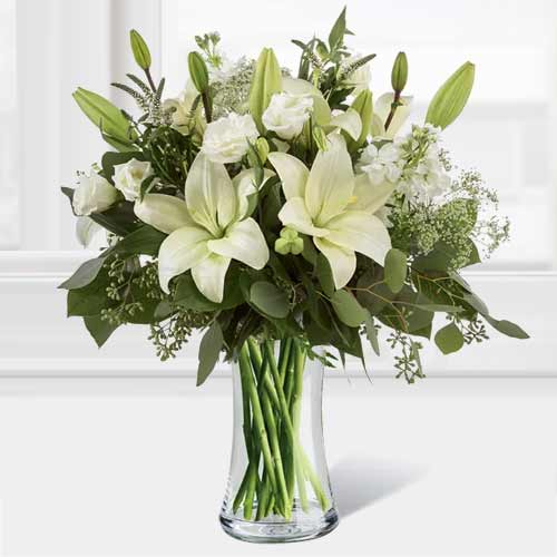 White Flower Arrangement-Flowers For Delivery Sympathy