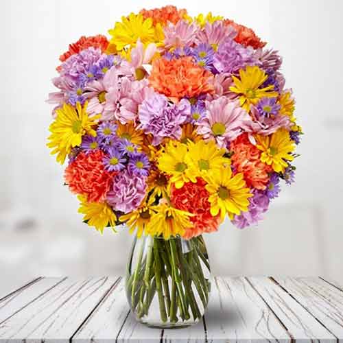 Daisies And Carnation Arrangement