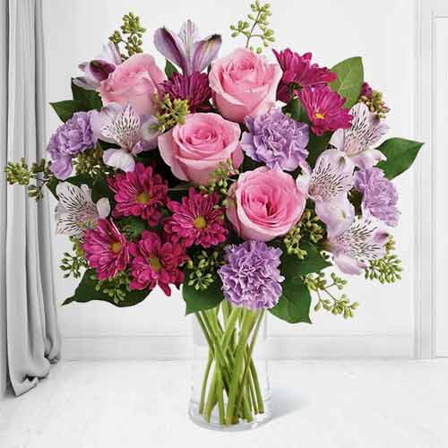 Pink And Purple Effervescent Bouquet-Best Flowers To Send For Get Well