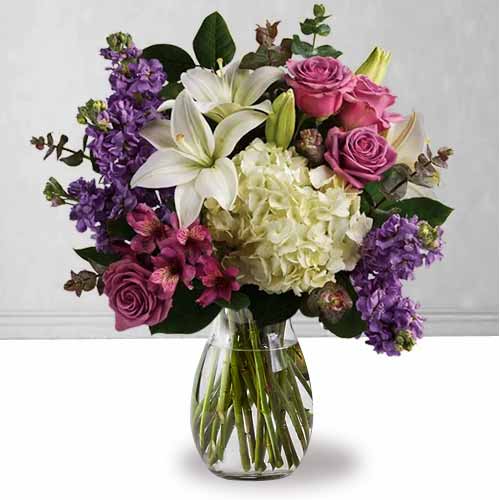 Hydrangea And Lily Arrangements-Send Flowers To Her Job