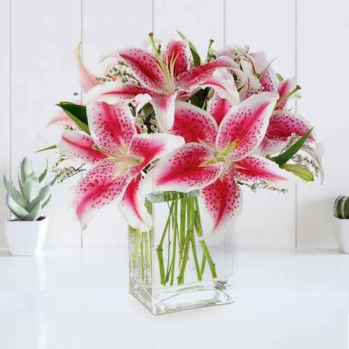 Stargazer Lilies And Limonium-Sending A Guy Flowers