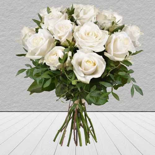 - Flowers For Anniversary Delivery | 12 White Rose Bouquet
