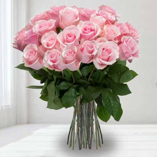 24 Pink Rose Bouquet-Order Valentines Flowers