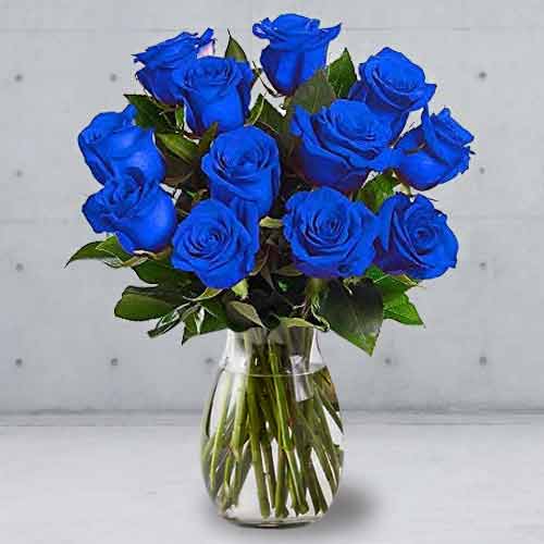 1 Dozen Blue Rose Bouquet-Order Valentines Flowers
