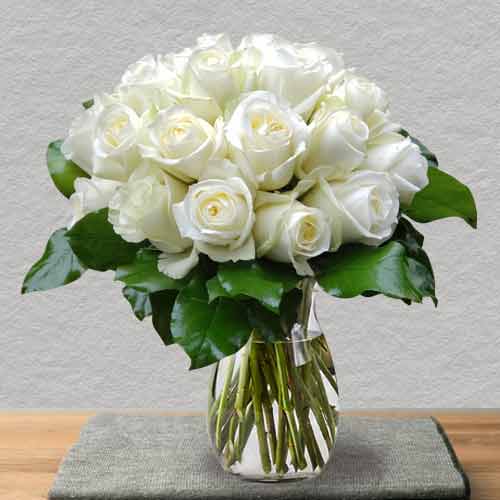 24 White Rose Bouquet-Roses For Valentine'S Day Delivery