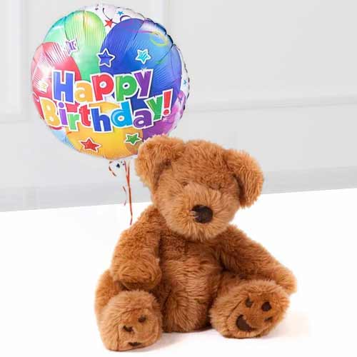Teddy and Birthday Balloon-Balloons To Send