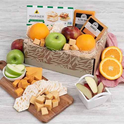 Cheese with Fruits Basket-Gourment Fruits Gifts to USA