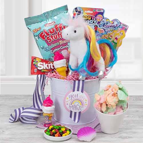 Junior's Basket with Toys -Gift Bucket Brings the Wonder of Childhood