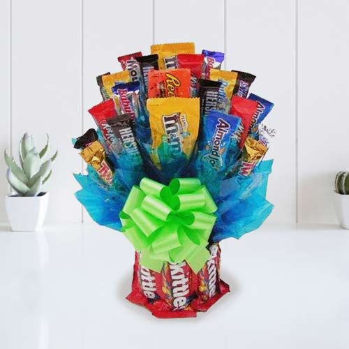Candy Bouquet With Chocolates-Birthday Candy Bouquet Delivery