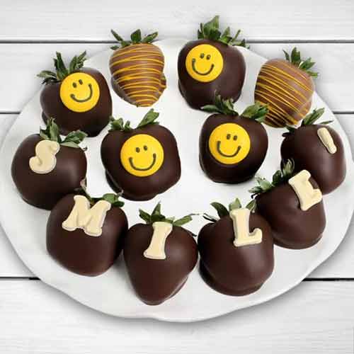 Smiling Chocolate Covered Berries-Dark Chocolate Gift Delivery