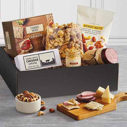 Crackers And Dried Fruits Basket-Valentines Baskets For Him