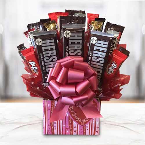 Pretty Hershey Bars Bouquet-Send Chocolate Bouquet Online